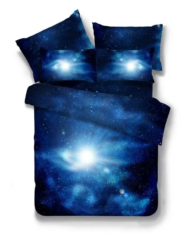 

New 3D Print Galaxy Universe Bedding Set Teen Boy Blue Starry Sky Zipper Duvet Cover queen Pillowcases Bed Linen Set quilt cover