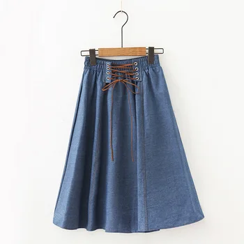 

Women Casual Skirt High Waist Mid-length Denim Skirt Slim Fashion Denim Skirt