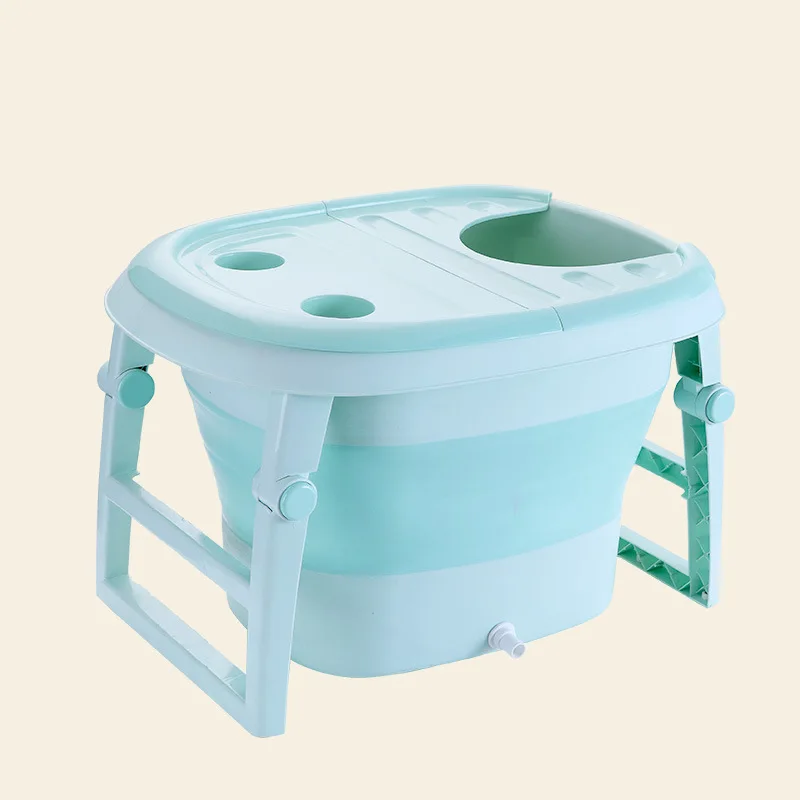 15% складные детские бассейны надувная ванна для детей складной Пластик резервуар сауны с лестницей ручка для крышки сохраняющий тепло; дизайн - Цвет: Небесно-голубой