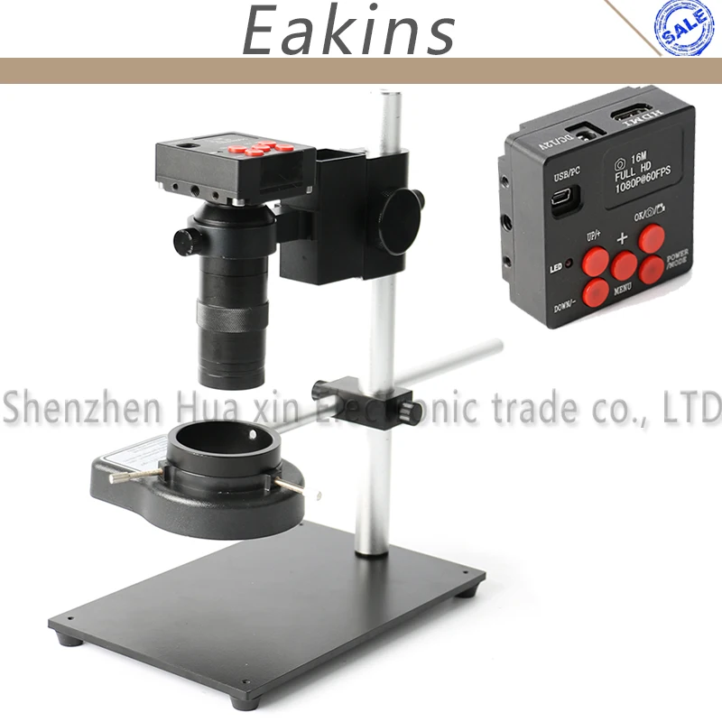 

1080P 16MP/21MP 60F/S Indusry Video Microscope Camera 8G TF Card Adjustable Metal Holder Stand+144 LED Light+100X Lens
