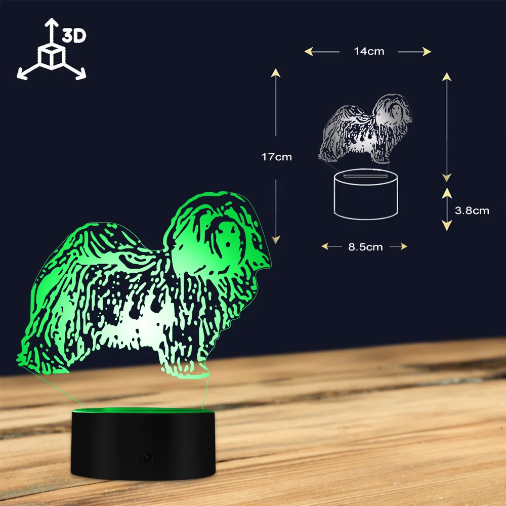 Bischon Havanese Dog Breed 3D Optical Illusion Night Light Whiffet Animals Pet Shop Decor Acrylic Creative Table Visual Lamp
