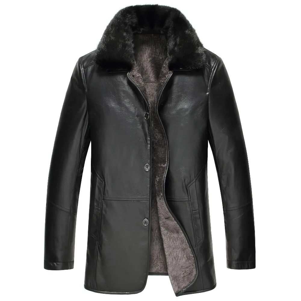 2017 Winter Brand New Genuine Leather Thick Warm Men's Suede cowkin