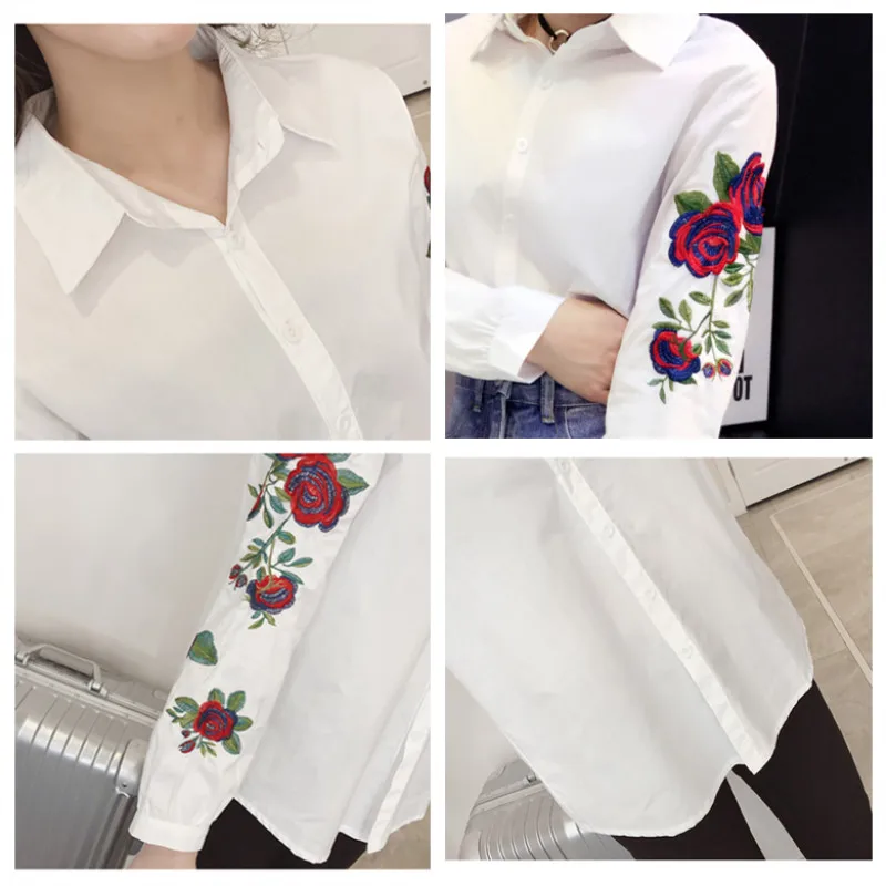Ih блуза с длинным рукавом и цветочной вышивкой розы в белую полоску, Женские повседневные топы, кимоно, офисные женские блузы, весна, плюс размер 4XL