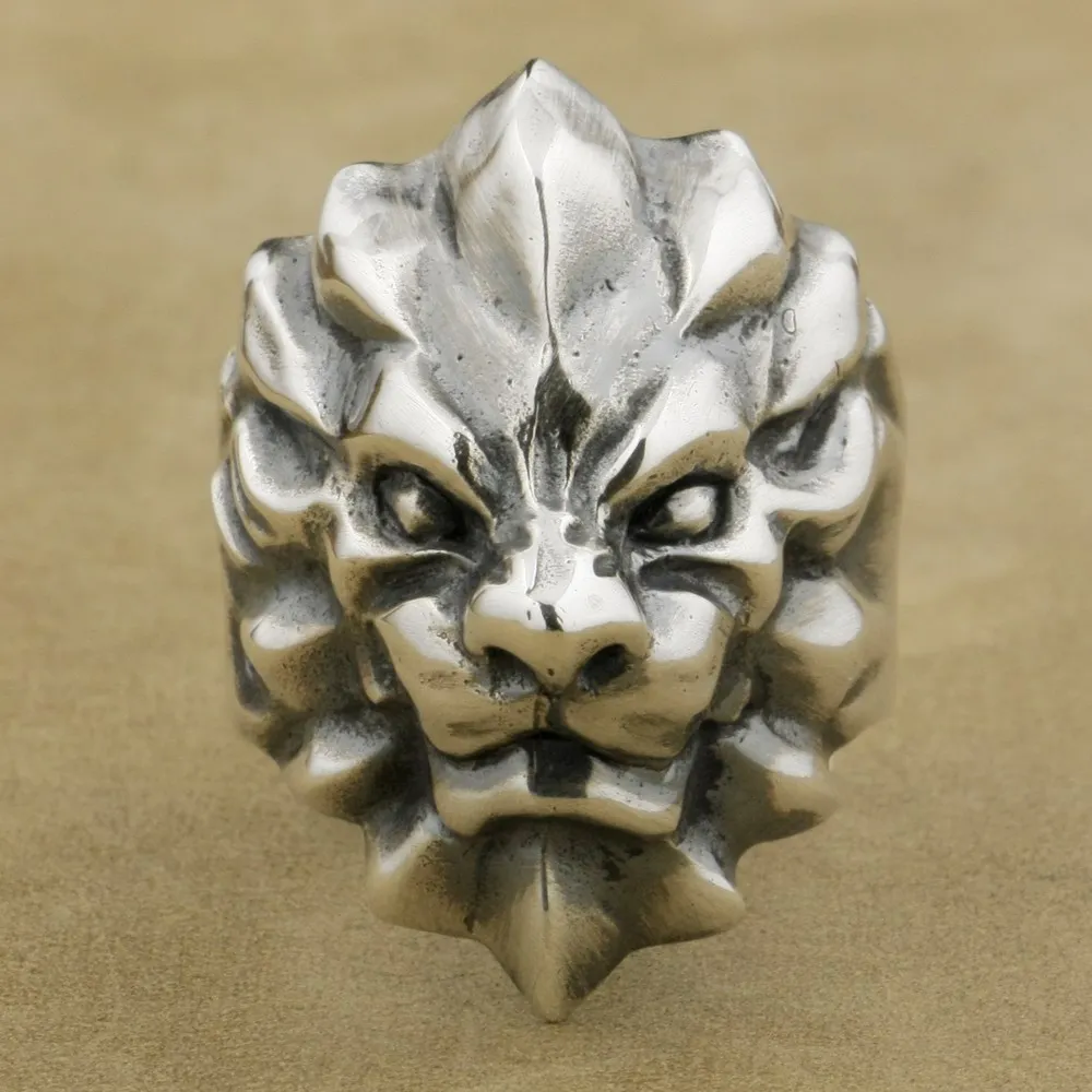 Best Heavy 925 Sterling Silver Abstract King Lion Ring Mens Biker Rock Punk Ring TA01 US Size 7~15
