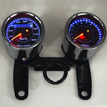 

New 12V 0-180 km / h LED Universal Motorcycle Tours + Tachometer Gauge With Stand Motorcycle Dual Odometer Speedometer Gauge
