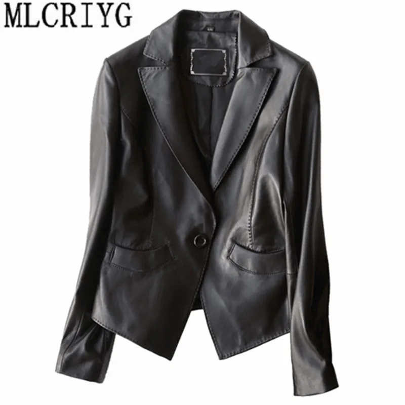 

2019 Casual Women Genuine Leather Jacket Natural Sheepskin Coat Female Autumn Black Short Women's Spring Jackets Outerwear YQ222