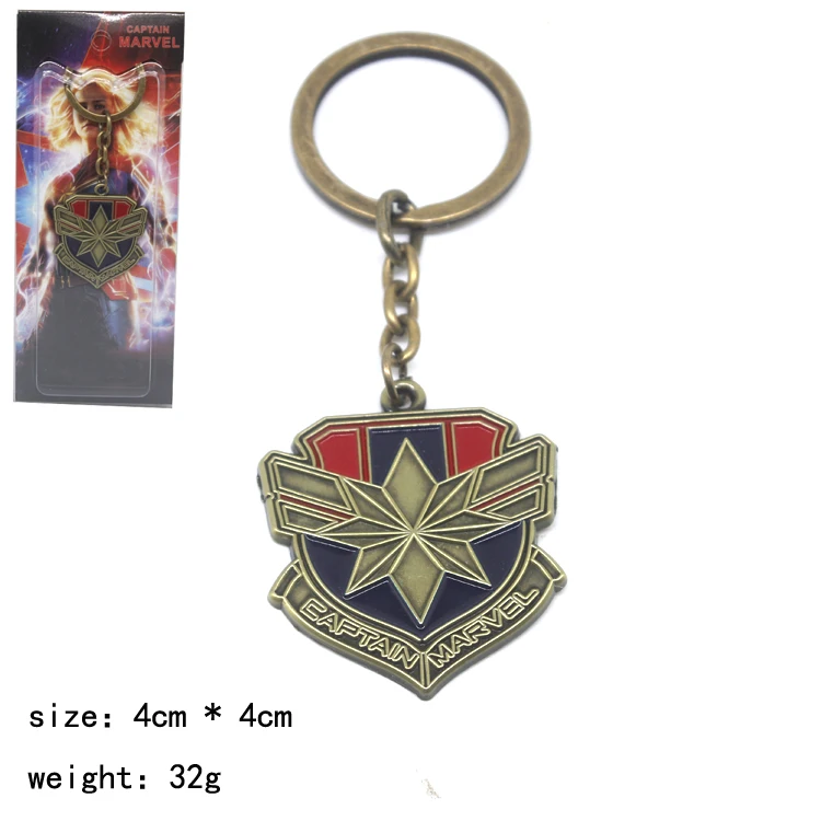 

POFUNUO Avengers Captain Marvel Ms. Marvel Superhero Metal Handmade Pendant Keychain Keyring Ornament Cosplay Collection Gift