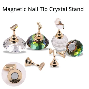 

1Set Magnetic Nail Holder Practice Training Display Stand Acrylic Crystal Holders Alloy False Nail Tip Salon DIY Manicure Tools