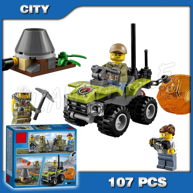 

107pcs City Volcano Explorers 10637 Starter Set Model Building Blocks Assemble Bricks Police Chlidren Toys Compatible with Lego