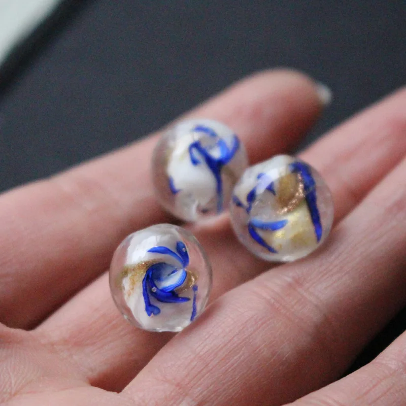 Стеклянные бусины Lampwork с вращением кобальта синего золота для изготовления