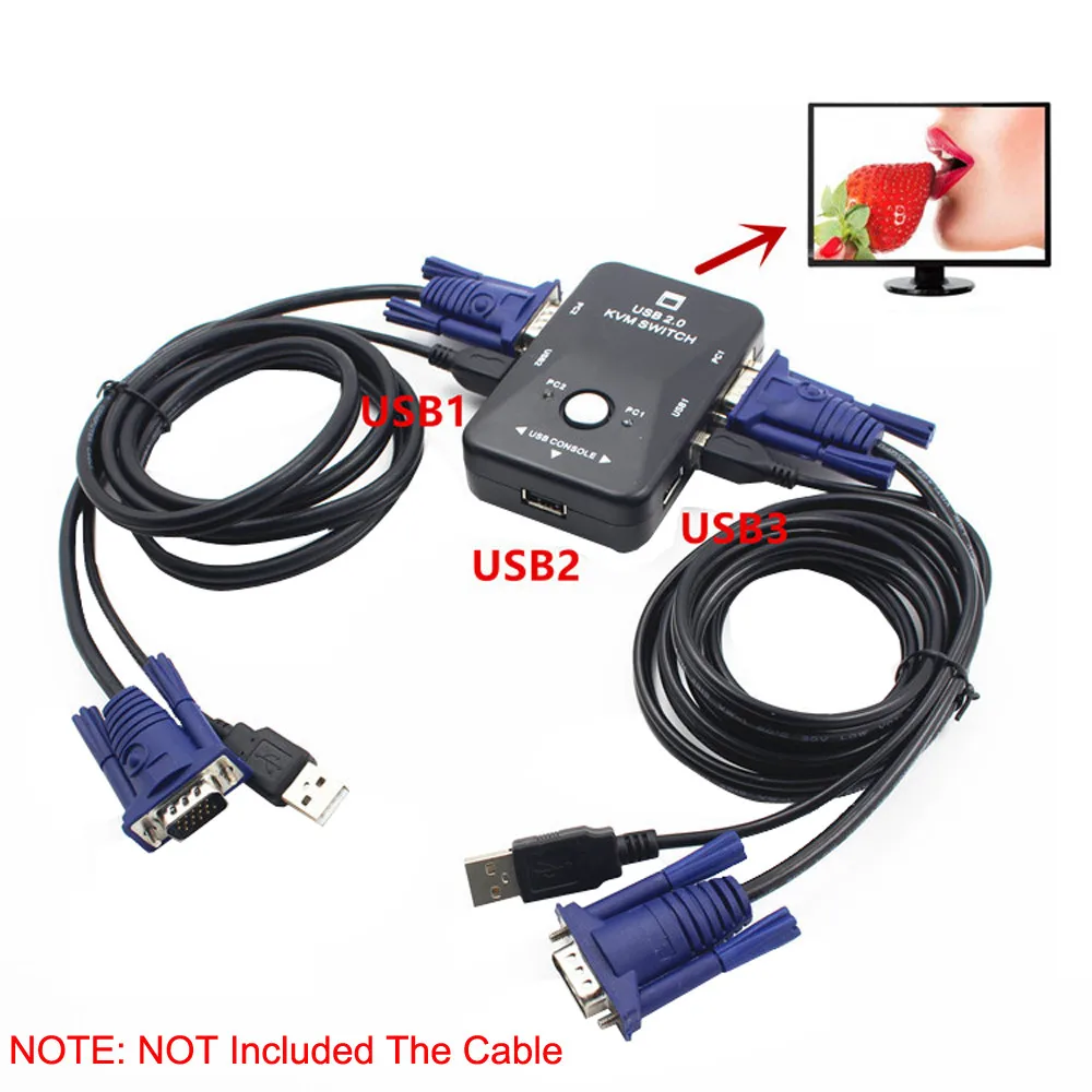 

2 Port USB VGA KVM Switch Box For Mouse Keyboard Monitor Sharing Computer PC USB VGA KVM Switch Box May.8