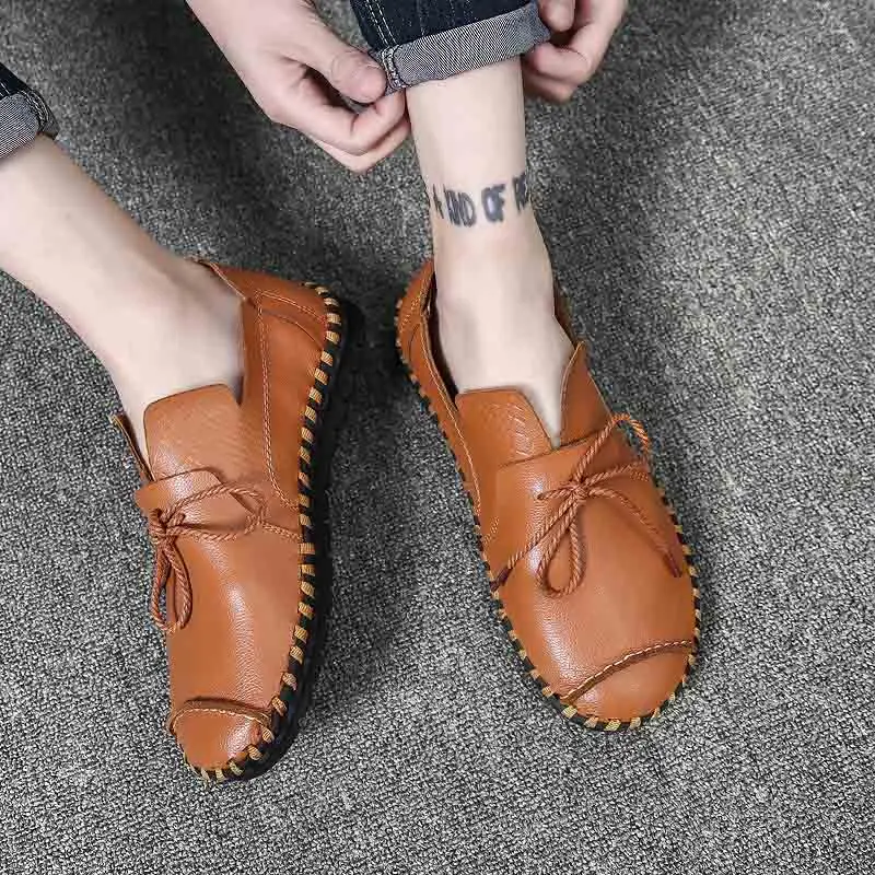 

Masorini Split Leather Business Men Shoes Breathable Sewing Loafers Slip-On Comfort Office Elegant Best-Selling Footwear W-274