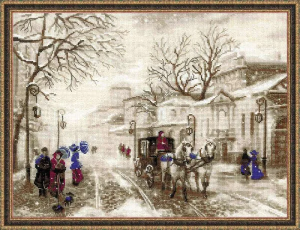 

The Russian snow scenery Street carriage Needlework,DMC Cross stitch,Embroidery kits,14CT Patterns Cross-Stitching,DIY Handmade