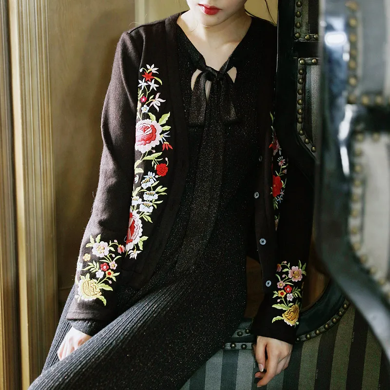 Линетт's chinoiseroy весна осень женский вязаный свитер с вышивкой