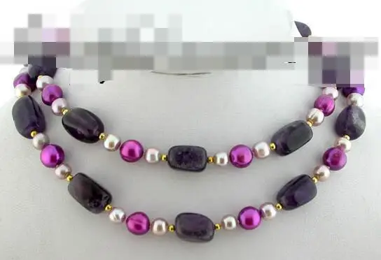 

song voge gem nanJ2444 round purple FW pearl amethyst necklace