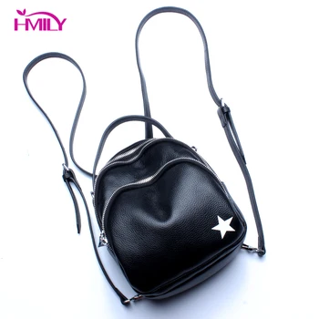 

HMILY Women Backpack Genuine Leather Shoulder Bag Women Fashion Europe Female Student Travel Bag Daily Mini Shopping Bag Trendy