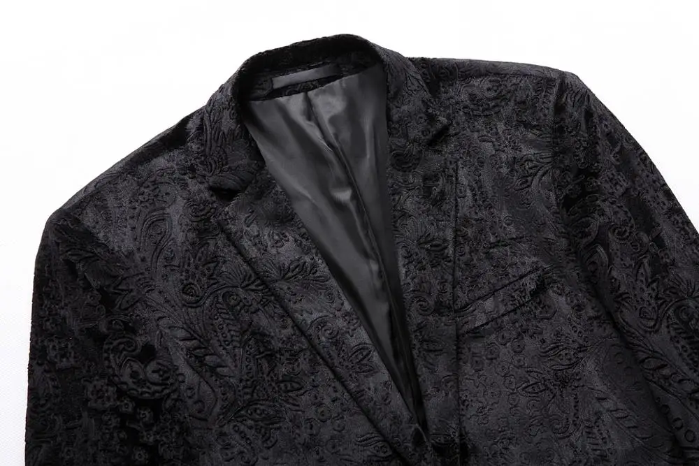 PAULKONTE 2019 New Men Pattern Suit Dress Jacket Black Business Family Dinner High Quality Self Cultivation Temperament Clothing PAULKONTE 2019 New Men Pattern Suit Dress Jacket Black Business Family Dinner High Quality Self Cultivation Temperament Clothing