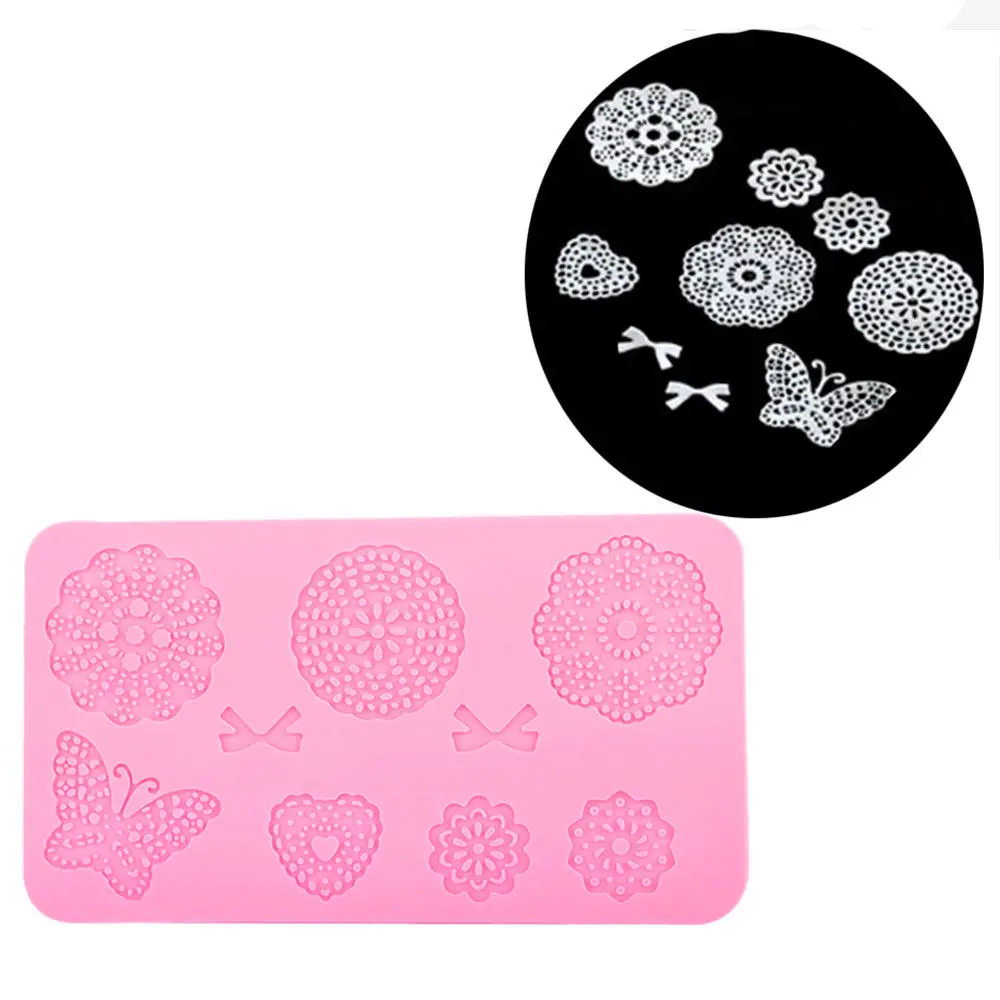 3D Flowers Lace Mat Wedding Flower Embossing Lace Fondant Moulds