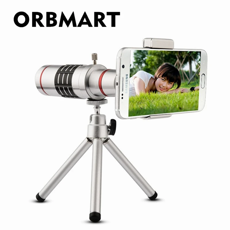 Orbmart العالمي 18x زووم بصري تلسكوب مع ميني ترايبود لسامسونج فون xiaomi redmi ملاحظة العدسات meizu الهاتف المحمول