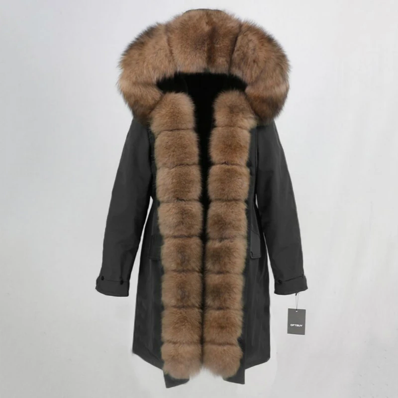 Пальто из натурального меха, брендовая Водонепроницаемая парка X-long, зимняя куртка для женщин, натуральный Лисий меховой капюшон, воротник, Толстая теплая верхняя одежда, съемная Новинка