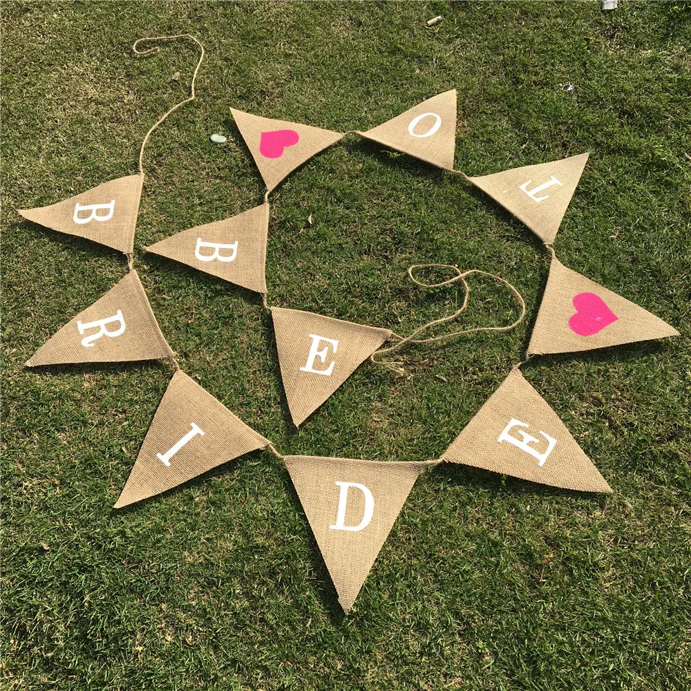 To be Bride мешковины баннер Винтаж Треугольники овсянка с 11 шт. Флаги партии