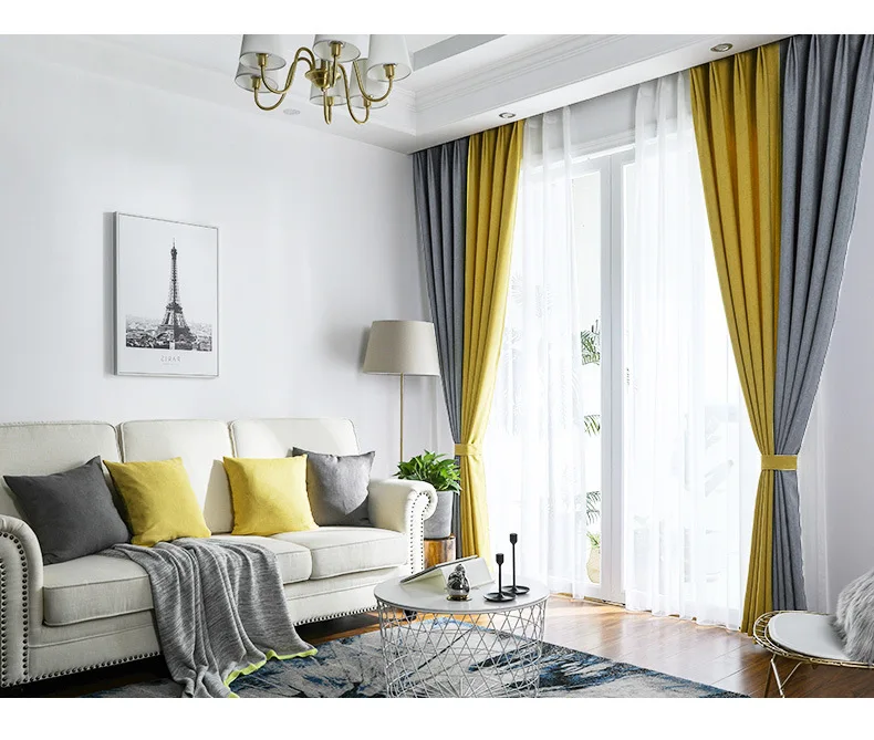 Высококачественная однотонная шовная затемненная оконная занавеска, льняная ткань для гостиной, спальни, высокое затенение, украшение для дома 205#4