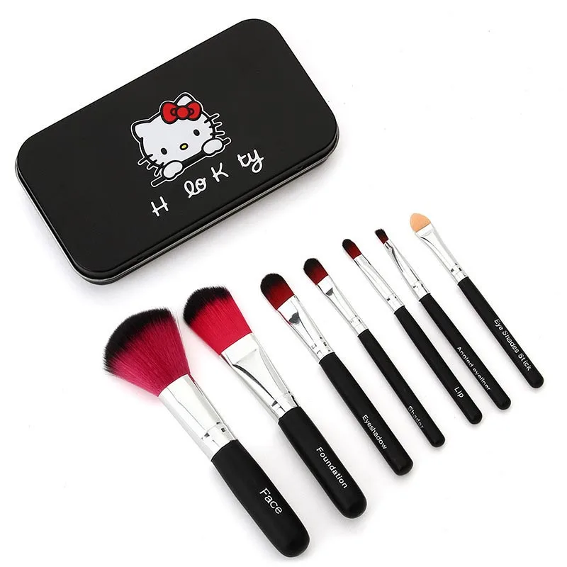 pro hello makeup cosmetic brush 7pcs set kit iron mini professional brushes pro hello makeup cosmetic brush 7pcs set kit iron mini professional brushes