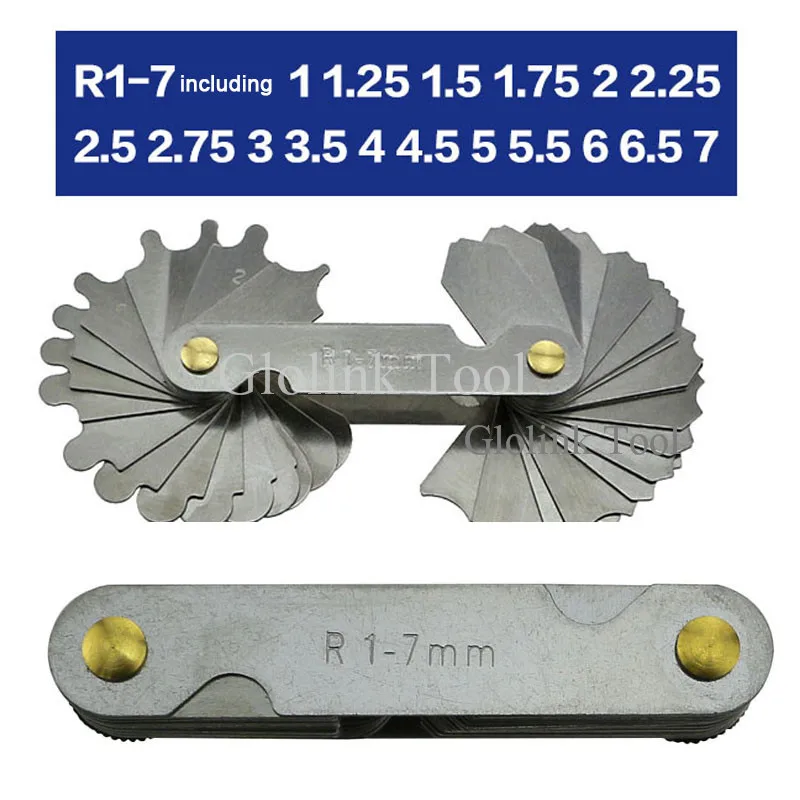 S/S Radius gage Fillet Gauge Blades set 34pcs R1-7mm Lock Device Metric Reading 