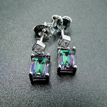 

Fine 925 Sterling Silver Earrings 5x7mm Rainbow Mystic Topaz Earring Drop Earrings Women Jewelry Earrings for Women Daily Wear