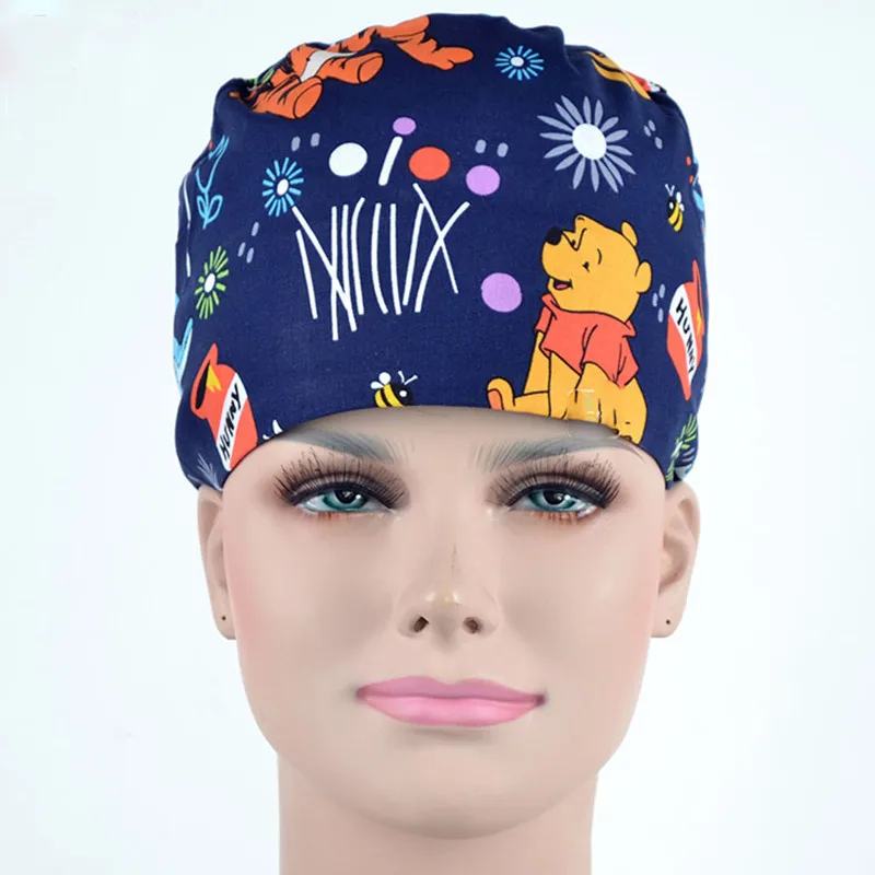 

Women Medical Surgical Caps Veterinary Scrub Hats Cotton Adjustable Dentist Pet Doctor Dental Work Skull Hat Working Hat