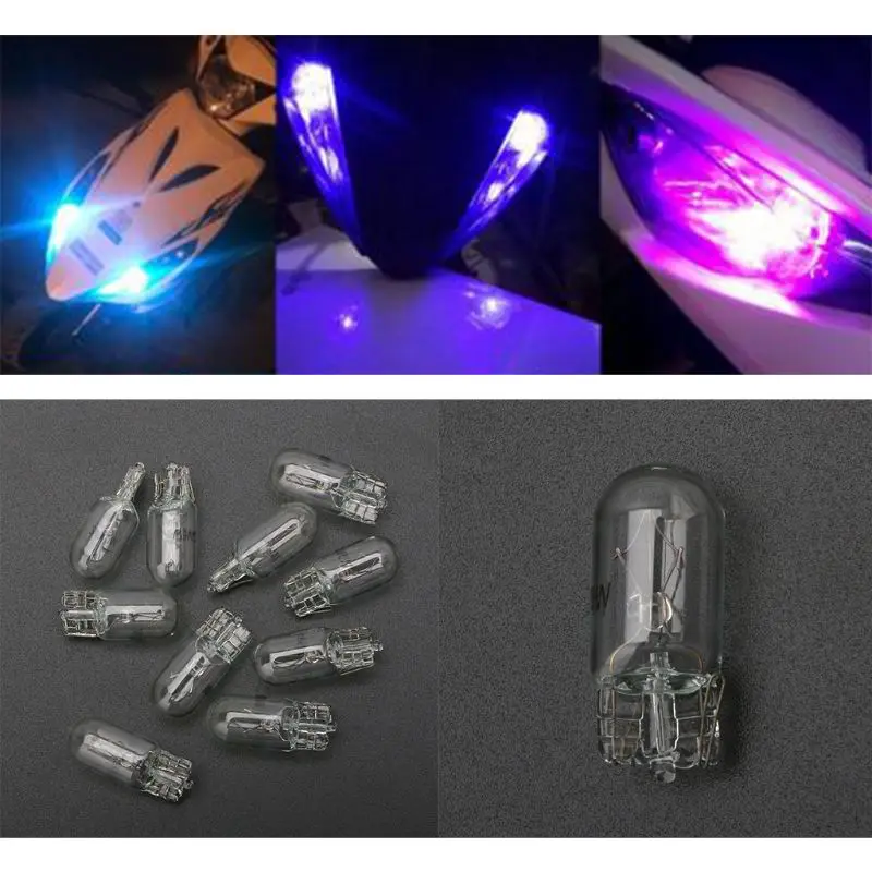 

10Pcs T5 W5W White Color 1.2W 194 501 Halogen Bulb Side Wedges Car Light Source Instrument Lamp Signal Lamp