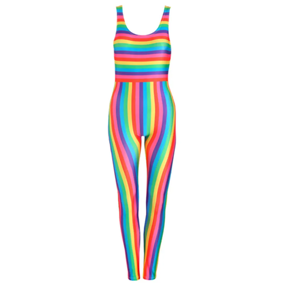 

Rainbow Stripes Unitard Catsuit Jumpsuit Romper Top Women Ladies Girls Tumblr Hipster Grunge Retro Vtg Indie Boho Swag Cute Goth