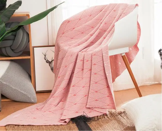 120X160 см Новое геометрическое вязаное одеяло хлопковое покрытие мягкое полотенце чехол для дивана Лето для взрослых домашнего использования FG821 - Цвет: 1