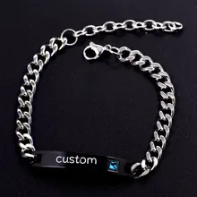 Ее король именной браслет персонализированные нержавеющая сталь на заказ браслет простой браслет выгравированное имя девиз золото серебро браслет