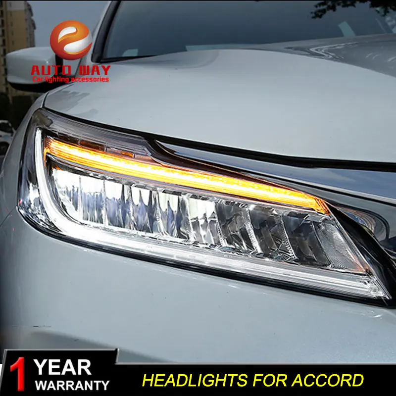 Автомобильный Стильный чехол на голову для Honda Accord фары светодиодный фонарь DRL светодиодный двойной луч светодиодный фары