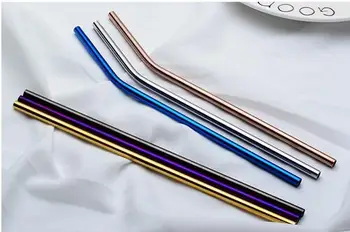 

300pcs Colorful Stainless Steel Drinking Straw 21.5cm Straight Bent Reusable Straws Party Bar Accessories