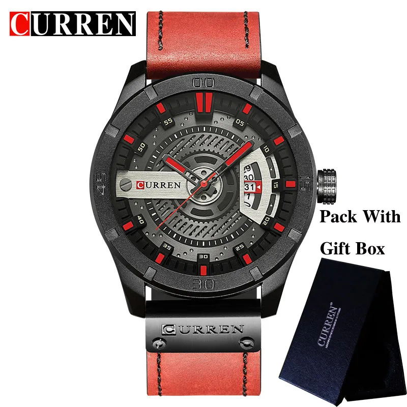 Мужские часы CURREN, мужские водонепроницаемые часы с календарем, спортивные военные мужские часы, лучший бренд класса люкс, мужские наручные часы с 3D циферблатом 8301 - Цвет: CU830102 with box