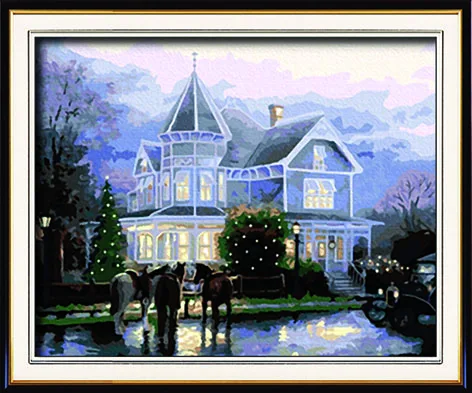 Castle Villa Frameless DIY Painting By Numbers Kits Calligraphy Hand Painted Unique Gift for home decor | Дом и сад