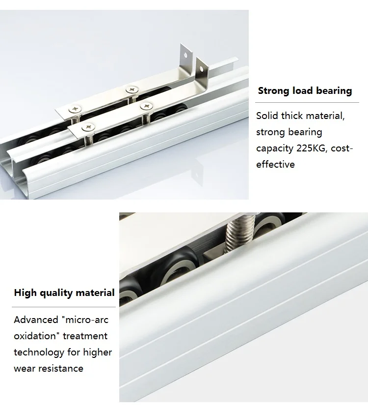 Твердая древесина, немой квадратный двухрядный подвесной рельс, стеклянная дверь, складные раздвижные двери, подвесное колесо, направляющая