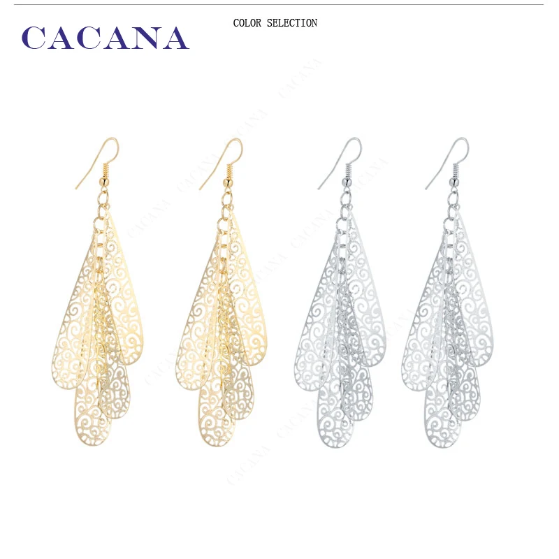 CACANA Dangle Long Earrings For Women Hollow Slim Line Pattern Bijouterie Hot Sale No.A600 A601