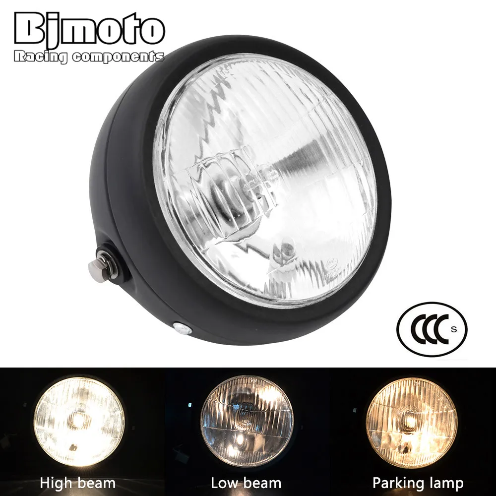 

BJMOTO Retro Metal Motorcycle 6 1/2" Hi/Lo Headlight Bobber Daytime Running Light For Harley Honda Yamaha Suzuki Kawasaki