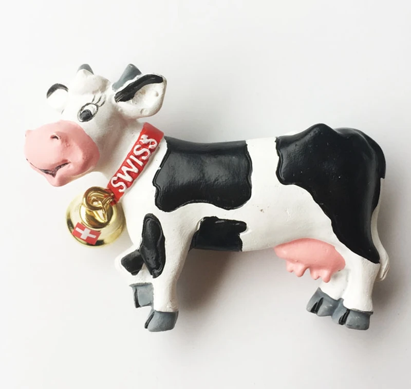 Handmade Painted Switzerland Bell Cow Cuckoo Clock 3D Fridge Magnets Tourism Souvenirs Refrigerator Magnetic Stickers Gift