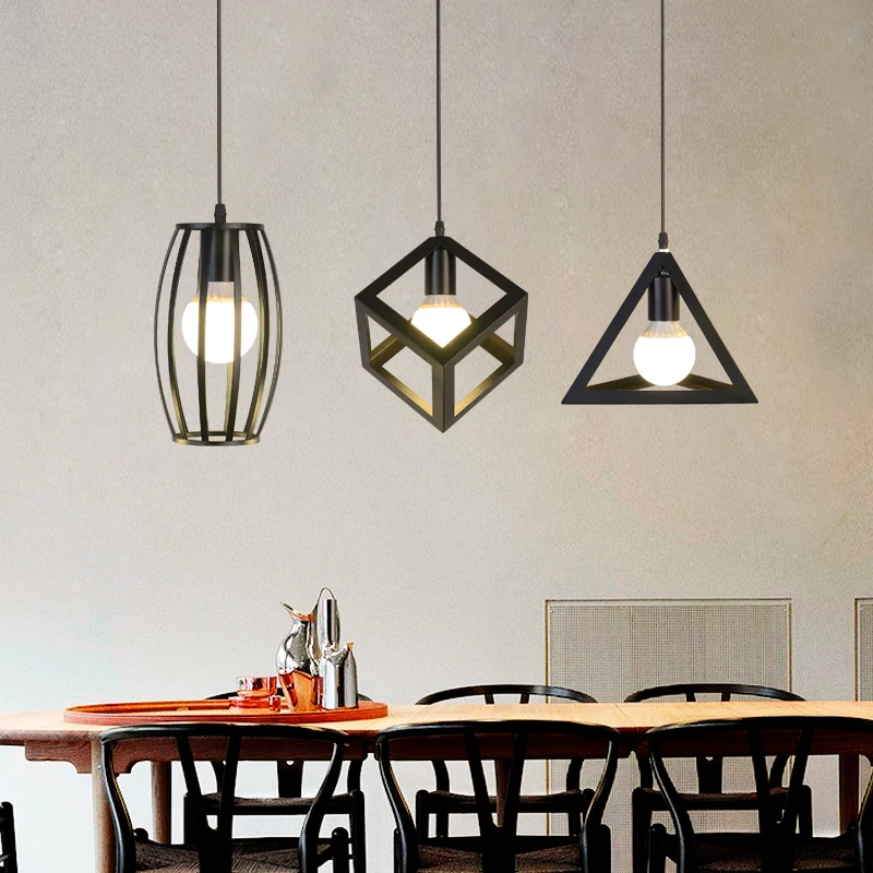  Vintage LED Pendant Light Kitchen Suspension Vintage E27 Retro Pendant Lamp Restaurant Black Hangin - 32897318502