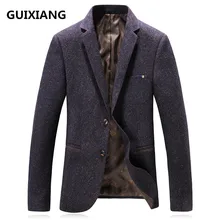 GUIXIANG осенний стильный костюм мужские деловые повседневные мужские блейзеры однобортное пальто куртка классические шерстяные блейзеры мужские