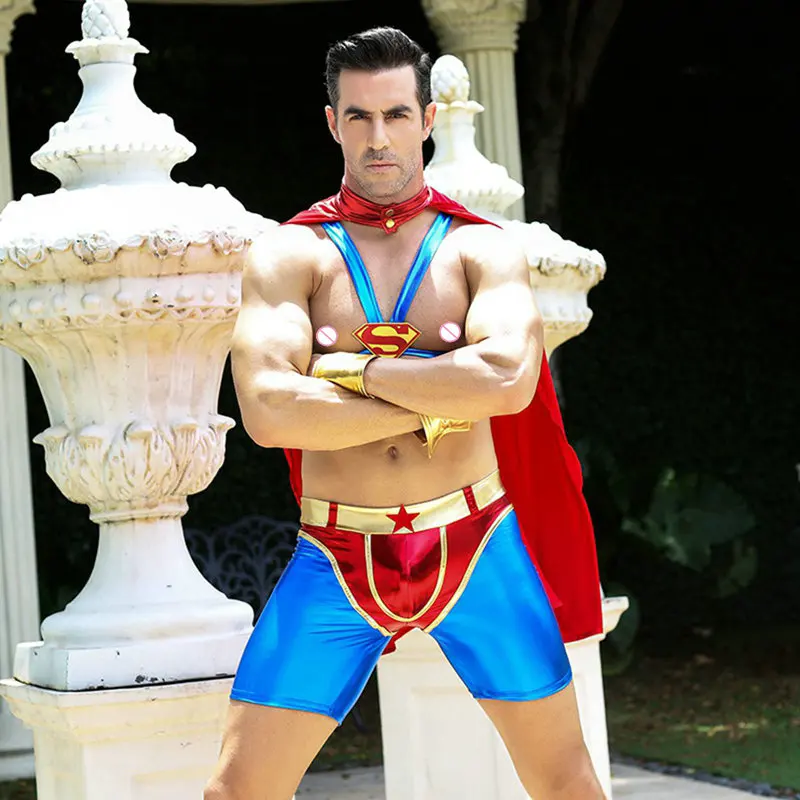 JSY Высокое качество эротическое боди для мужчин Сексуальные Костюмы супергероев Ролевой костюм для вечерние горячие эротические «Супермен» для костюмированной вечеринки 6610