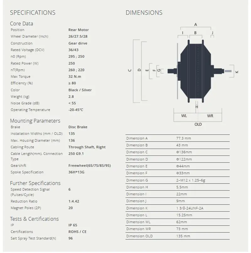 Bafang 8Fun 36V 250W Новое поступление Электрический велосипед бесщеточный мотор задний мотор для центрального движения SWXH заднее колесо Электрический велосипед мотор