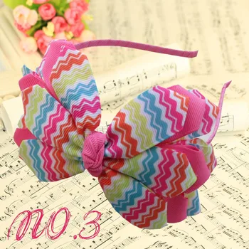 

14 pcs 5"Angel Wing Bow Headband new Arrival Three layers Colorful rainbow class flower
