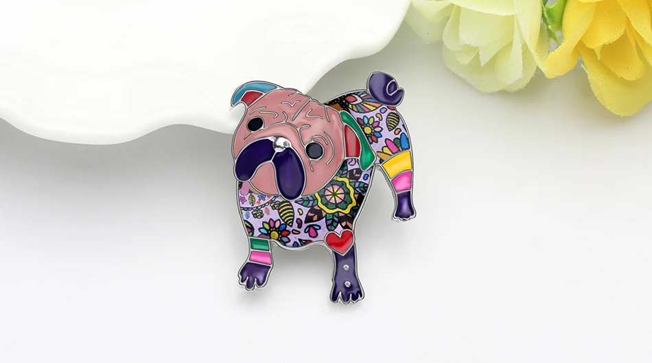 WEVENI сплав эмаль уникальный Мопс броши в форме собаки Модная одежда заколка на шарф модные украшения для домашних животных для женщин девочек подарок для подростков украшение