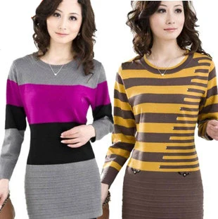 

Autumn Long Pullovers Women Sweater Dress High Quality Cashmere Sweater Women Cheap Winter Clothes Stripe Tops