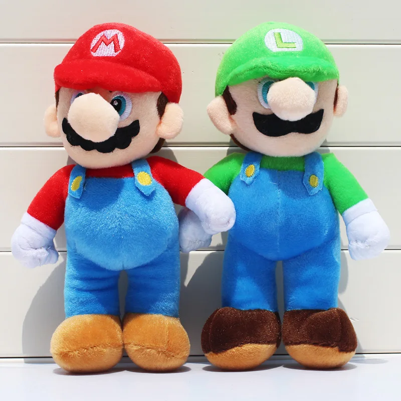 2 pièces/lot 25cm Super Mario Bros jouets en peluche Mario Luigi poupées en peluche cadeau pour les enfants (lot de 2)